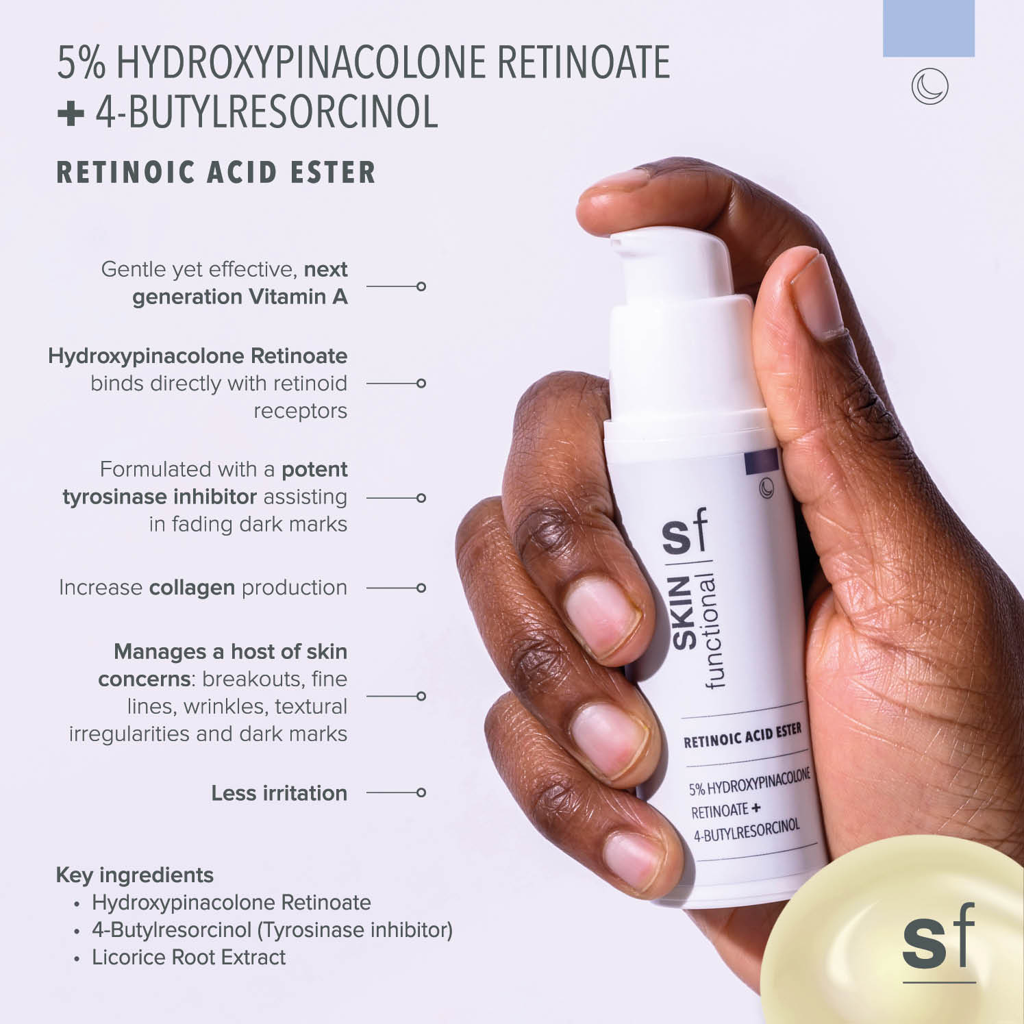 Skin Functional Retinoic Acid Ester Skincare product bottle with packaging and background