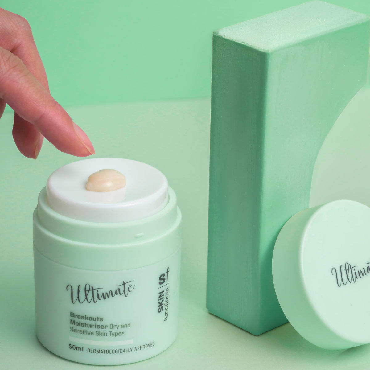 Skin Functional Breakouts Treatment Tonic Skincare product bottle with packaging and background